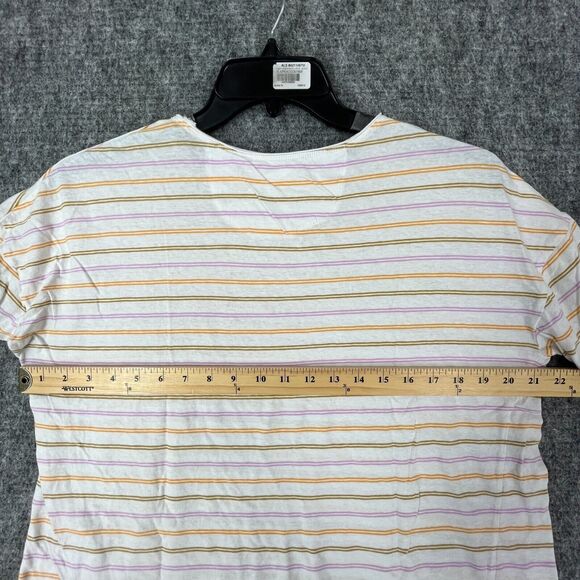 Madewell Shirt Womens Small Striped Short-Sleeve Crew-Neck Oversized Linen Blend - Picture 6 of 9